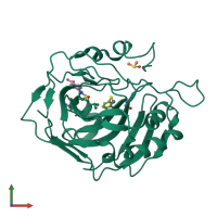 PDB entry 4q9y coloured by chain, front view.