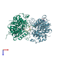 PDB entry 4qa0 coloured by chain, top view.
