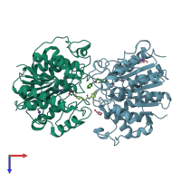 PDB entry 4qa2 coloured by chain, top view.