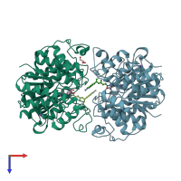 PDB entry 4qa3 coloured by chain, top view.