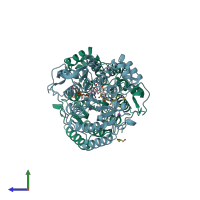 PDB entry 4qa5 coloured by chain, side view.