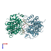 PDB entry 4qa5 coloured by chain, top view.