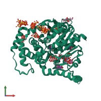 PDB entry 4qa9 coloured by chain, ensemble of 20 models, front view.