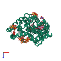 PDB entry 4qa9 coloured by chain, ensemble of 20 models, top view.