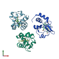 PDB entry 4qao coloured by chain, front view.