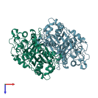 PDB entry 4qav coloured by chain, top view.