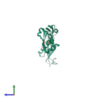 PDB entry 4qay coloured by chain, side view.