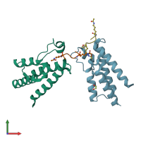 PDB entry 4qbm coloured by chain, front view.