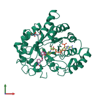 PDB entry 4qbx coloured by chain, front view.