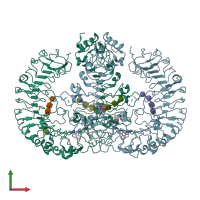 PDB entry 4qc0 coloured by chain, front view.