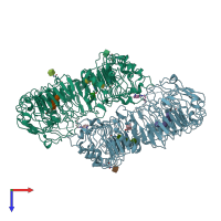PDB entry 4qc0 coloured by chain, top view.