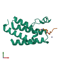 Hetero dimeric assembly 1 of PDB entry 4qc1 coloured by chemically distinct molecules, front view.
