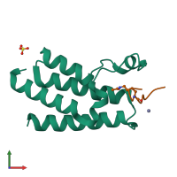 Hetero dimeric assembly 2 of PDB entry 4qc1 coloured by chemically distinct molecules, front view.