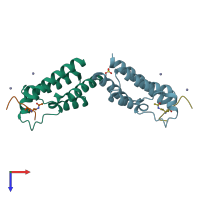 PDB entry 4qc1 coloured by chain, top view.