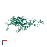 PDB entry 4qc8 coloured by chain, top view.