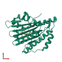 PDB entry 4qcd coloured by chain, front view.