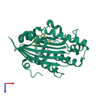 PDB entry 4qcd coloured by chain, top view.