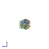 PDB entry 4qci coloured by chain, side view.