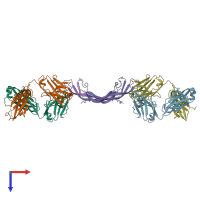 PDB entry 4qci coloured by chain, top view.