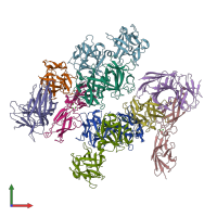 PDB entry 4qd2 coloured by chain, front view.