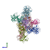 PDB entry 4qd2 coloured by chain, side view.