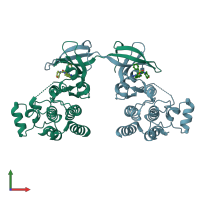 PDB entry 4qd6 coloured by chain, front view.