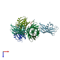 PDB 4qd9 coloured by chain and viewed from the top.