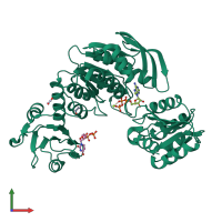 PDB entry 4qdi coloured by chain, front view.