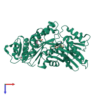 PDB entry 4qdi coloured by chain, top view.