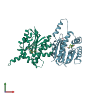 PDB entry 4qdk coloured by chain, front view.