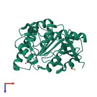 PDB entry 4qdo coloured by chain, top view.