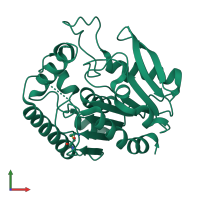 PDB entry 4qdt coloured by chain, front view.