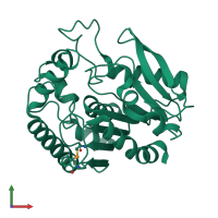 PDB entry 4qdu coloured by chain, front view.