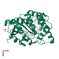 PDB entry 4qdx coloured by chain, top view.