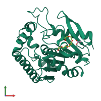 PDB entry 4qdz coloured by chain, front view.