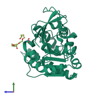 PDB entry 4qdz coloured by chain, side view.