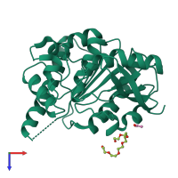 PDB entry 4qdz coloured by chain, top view.