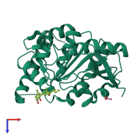 PDB entry 4qe3 coloured by chain, top view.