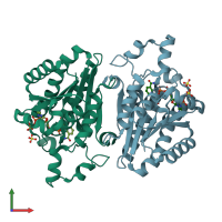 PDB entry 4qec coloured by chain, front view.