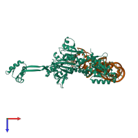 PDB entry 4qei coloured by chain, top view.