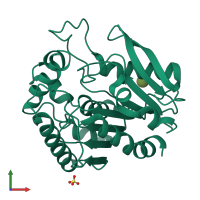 PDB entry 4qek coloured by chain, front view.