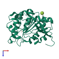 PDB entry 4qek coloured by chain, top view.