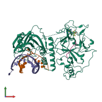 PDB entry 4qeo coloured by chain, front view.