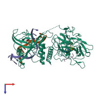 PDB entry 4qeo coloured by chain, top view.
