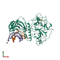 PDB entry 4qep coloured by chain, front view.