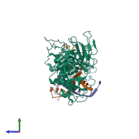 PDB entry 4qep coloured by chain, side view.