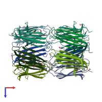 PDB entry 4qey coloured by chain, top view.