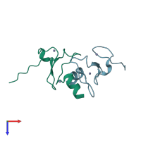 PDB entry 4qf3 coloured by chain, top view.