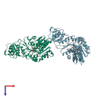 PDB entry 4qf5 coloured by chain, top view.