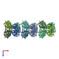 PDB entry 4qf6 coloured by chain, top view.